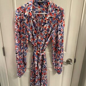 Well Worn Red Blue White Long Sleeve Dress